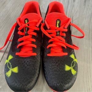 Under Armour Kick Start Track and Field Clets Black and Neon Orange